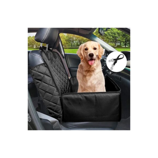 Waterproof Dog Seat Cover for Cars, Pet Booster Seat with Adjustable Strap, Black