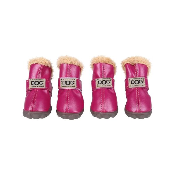 Waterproof Dog Shoes Size 5 Pink Puppy Booties with Anti Slip Soft Rubber Sole