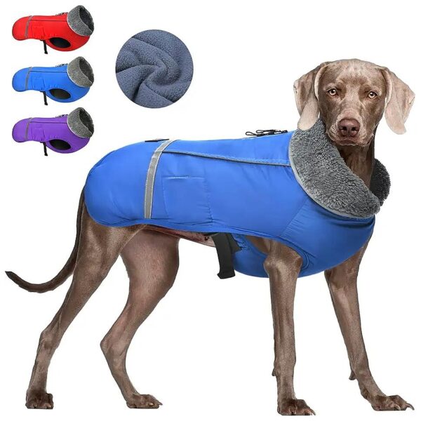 Waterproof Dog Winter Coat Jacket with Fleece Lining and Adjustable Buckles