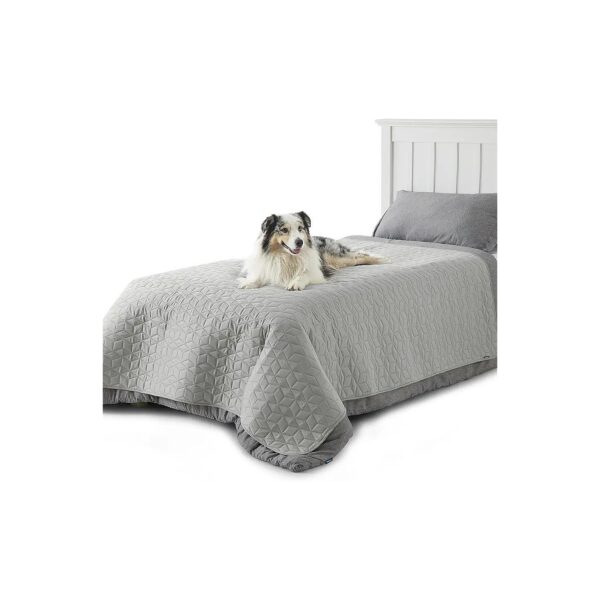 Waterproof Grey Dog Bed Cover with Non-Slip Bottom for Cats and Puppies