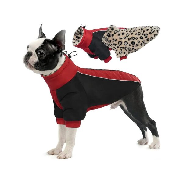 Waterproof High Collar Winter Coat for Small Medium Large Dogs with Leopard Fleece Lining