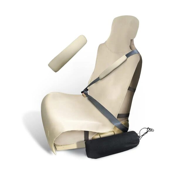 Waterproof Neoprene Universal Fit Car Seat Covers with Seatbelt Protector, Tan/Beige