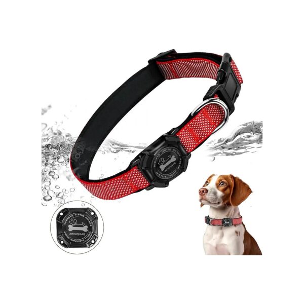 Waterproof Nylon Dog Collar with Built-in AirTag Holder for Small Medium Large Dogs