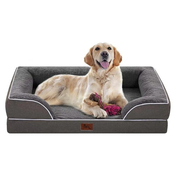 Waterproof Orthopedic Dog Bed with Egg Memory Foam and Bolster for Large Dogs