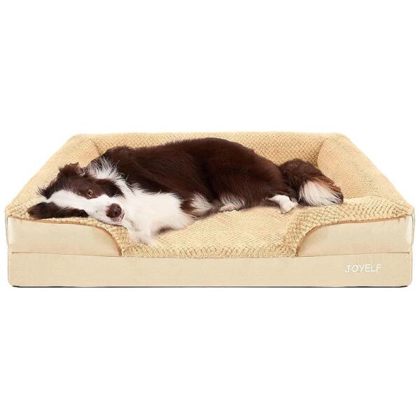 Waterproof Pet Bed with Foam Cushion and Soft Plush Liner for Large Dogs