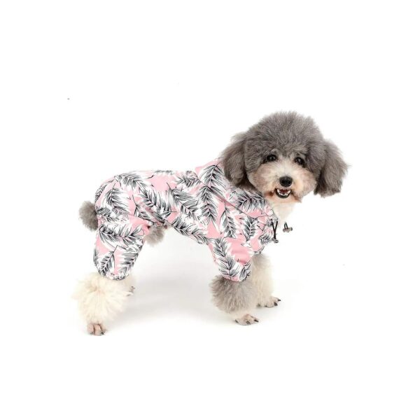 Waterproof Rain Gear Coat for Small Dogs and Cats with Hood and Floral Design