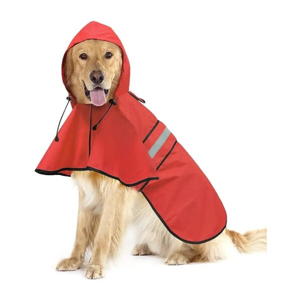 Waterproof Reflective Dog Raincoat for Large Dogs Adjustable Hooded Poncho Pet Rain Coat