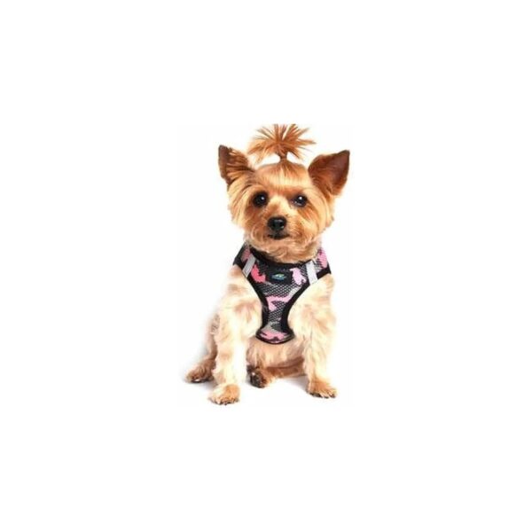 Waterproof Reflective Step-In Dog Harness in Pink Camo for Small Breeds