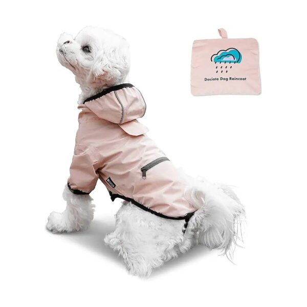 Waterproof Small Dog Raincoat with Hoodie Design and Secure Button Closure