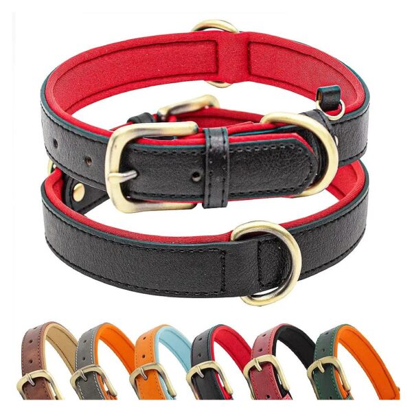 Waterproof Tactical Leather Dog Collar with Soft Padded Inner for Small Medium Large Dogs