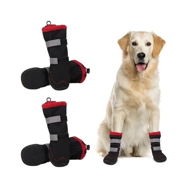 Waterproof Warm Fleeced Lined Dog Boots for Medium Large Dogs Walking Hiking Running