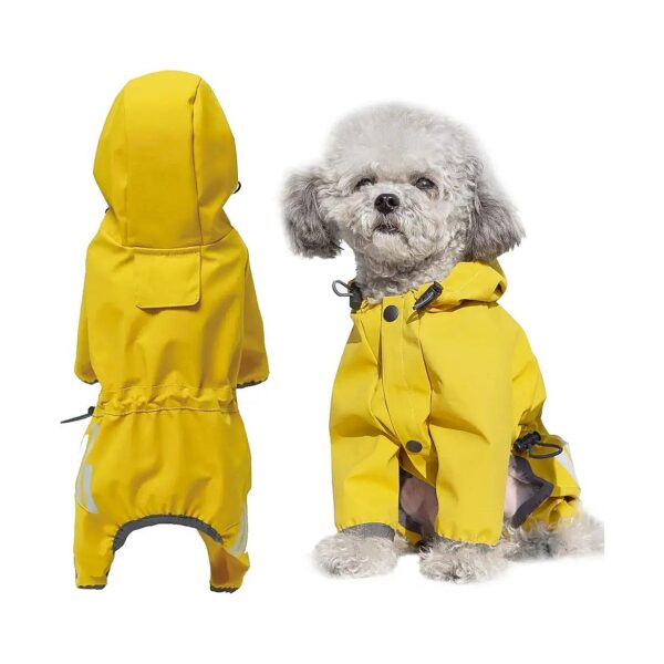 Waterproof Windproof Reflective Dog Raincoat with Leash Hole for Small Medium Dogs