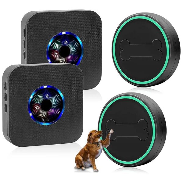 Waterproof Wireless Dog Doorbell with 2 Touch Buttons and 2 Receivers for Potty Training