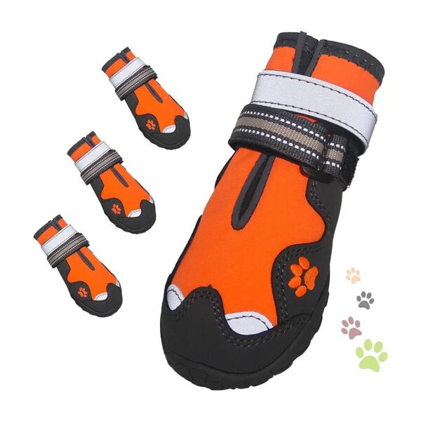 Waterproof and Anti Slip Orange Dog Shoes for Small Dogs with Size 2