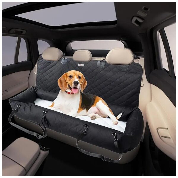 Waterproof and Detachable Pet Car Seat Bed with Clip-On Safety Leash for Large Dogs