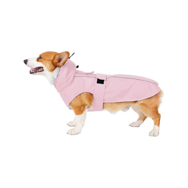 Waterproof and Light Raincoat for Medium Size Dogs with Reflective Stripes and Leash Hole