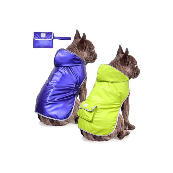 Waterproof and Reversible Dog Raincoat with Hood for Small Medium Large Dogs