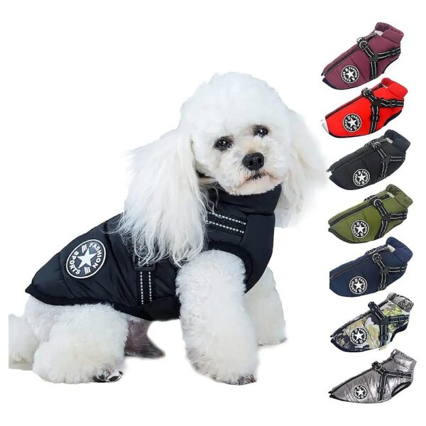 Waterproof and Windproof Dog Winter Coat with Adjustable Elastic Straps for Cats and Dogs