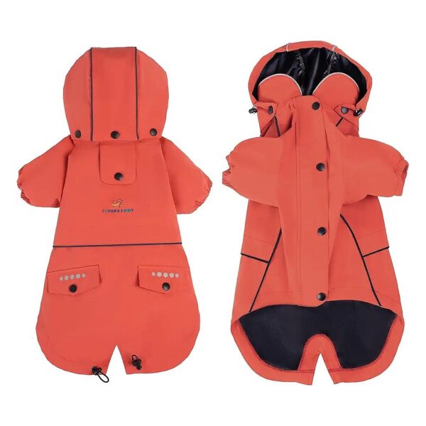 Waterproof and Windproof Orange Dog Raincoat with Removable Hood for Small to Medium Dogs