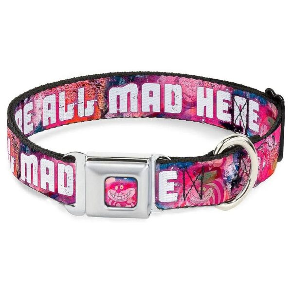 We RE ALL MAD HERE Dog Collar with Licensed Cheshire Cat Print