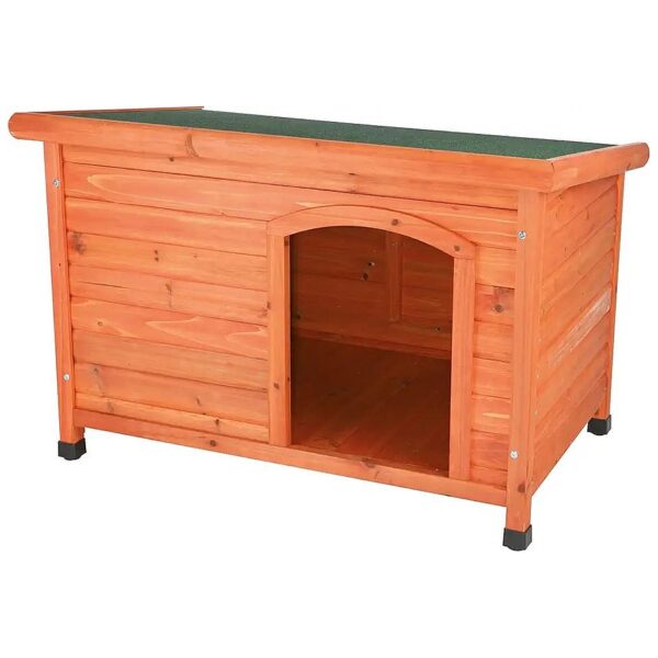 Weather-Resistant Small Dog House with Elevated Floor and Brown Finish