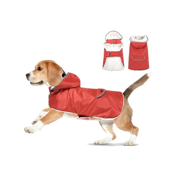 Weatherproof Dog Coat with Reflective Straps and Removable Hat for Small Dogs