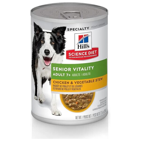 Wet Dog Food for Senior Vitality and Coat Health with Omega-6 and Vitamin E