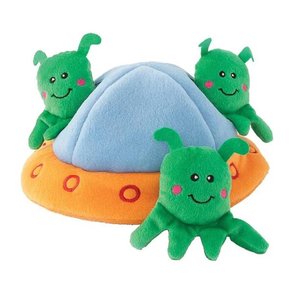 Whimsical Dog Toy with Alien Figurines and UFO Playset