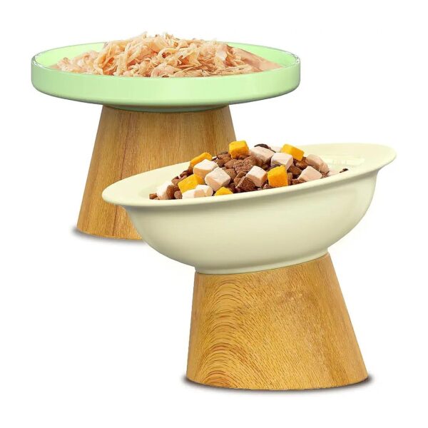 Whisker Friendly Ceramic Cat Food Bowls with Removable Stand, Ideal for Wet and Dry Food