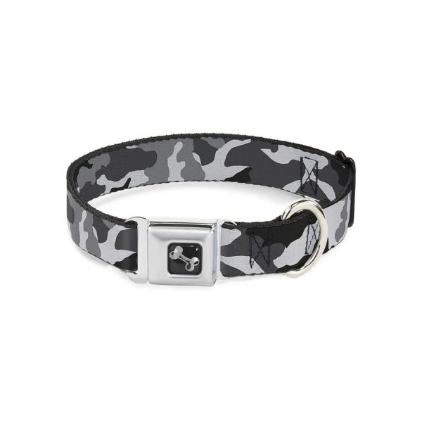 White Camouflage Dog Collars with Seatbelt Buckle Design for Medium to Large Dogs