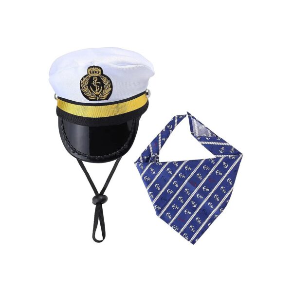 White Captain Sailors Costume Accessory Set for Pets