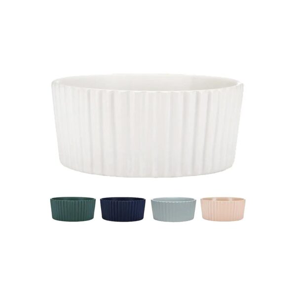 White Ceramic Dog Bowl for Medium and Large Breeds with Modern Matte Finish