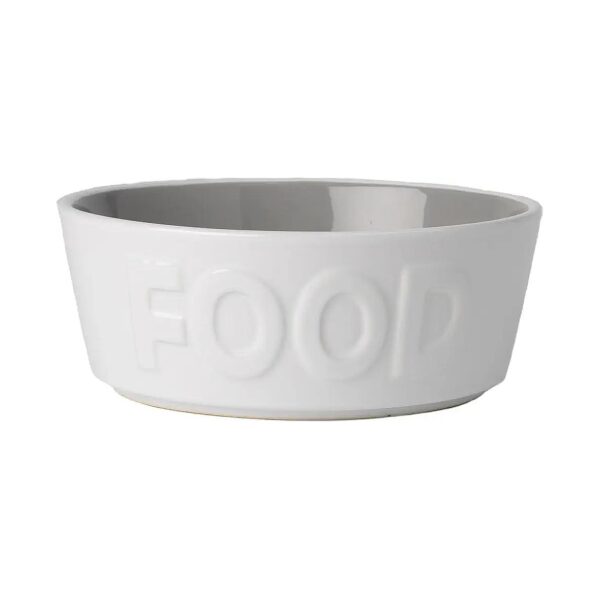 White Ceramic Dog Food Bowl 5-Cup Capacity Medium to Large Breed Dog Dining