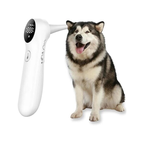 White Digital Ear Thermometer for Dogs Cats and Livestock with Large Display and Alarm