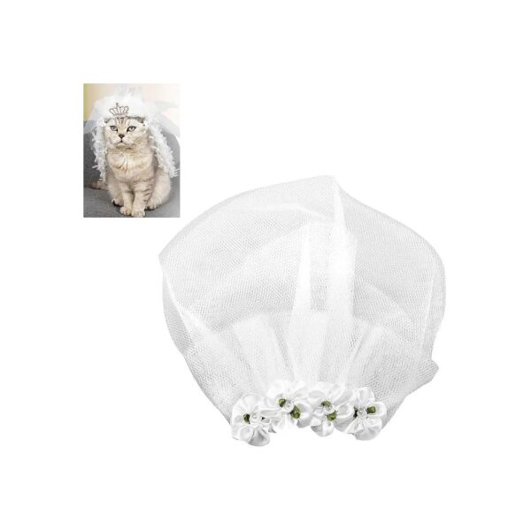 White Mesh Pet Wedding Veil with Lovely Flower for Small Medium Large Dog Parties