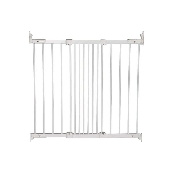 White Metal Adjustable Baby Gate for Doorways and Spaces 26 to 42 Inches