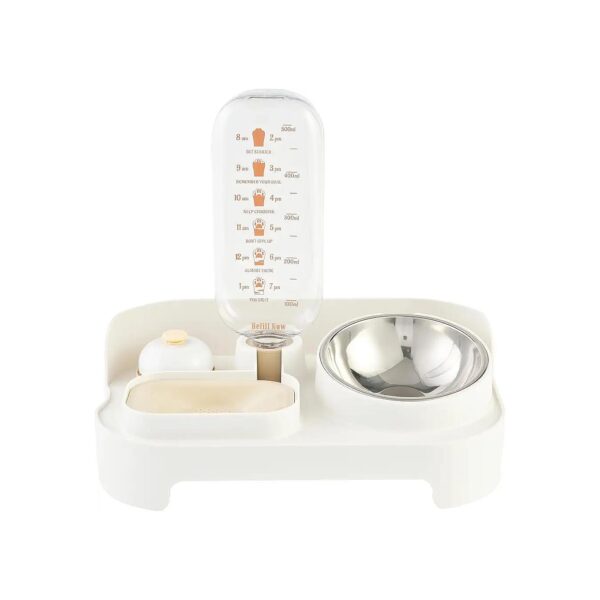 White Pet Food Water Dispenser 2 in 1 Food Bowl with Automatic Water Dispenser for Dogs