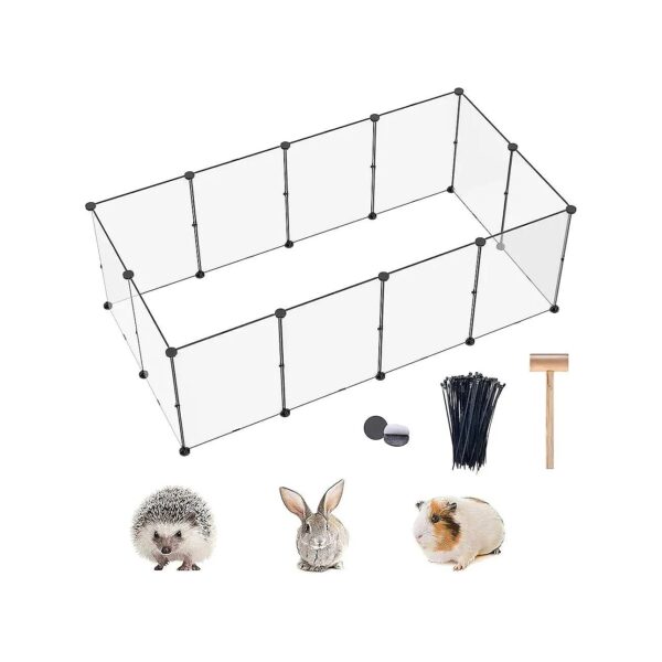 White Pet Playpen with 12 Panels - Large Plastic Yard Fence for Small Animals