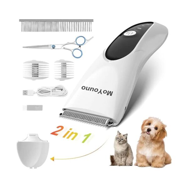 White Professional Dog Grooming Clippers with Adjustable Detachable Blades