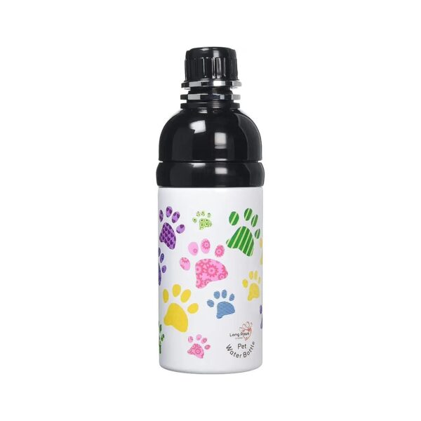 White Stainless Steel Pet Water Bottle with Baby Paw Print Design