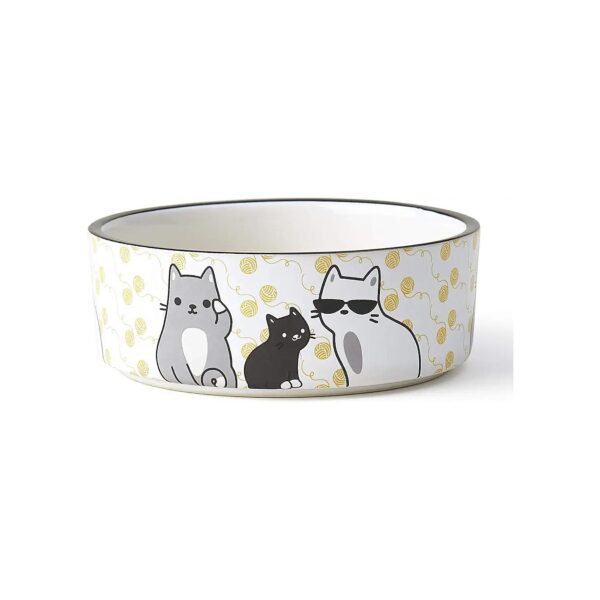 White Stoneware Ceramic Cat Bowl - Dishwasher Safe and Stylish for Small and Large Cats