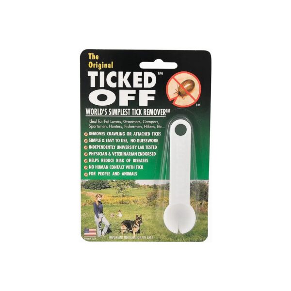 White Ticked Off Tick Remover for Pet Coat Protection and Disease Prevention