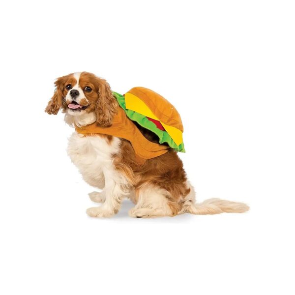 White X-Large Dog Costume featuring Plush Burger, Cheese, and Bun