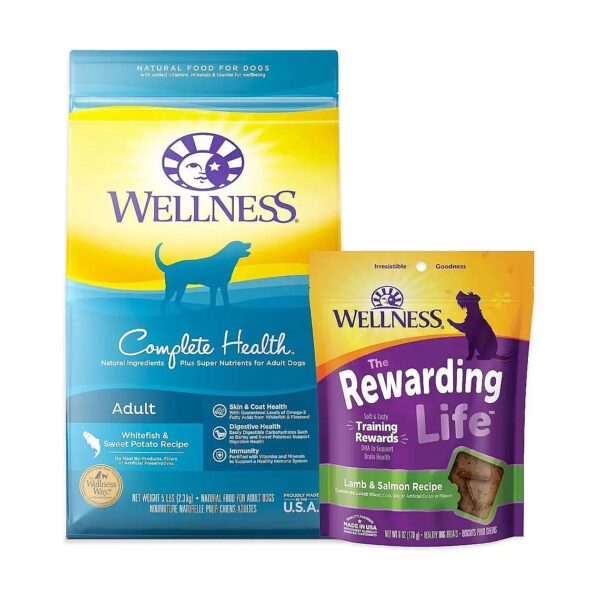 Whitefish and Lamb Salmon Flavored Adult Dog Food and Grain-Free Soft Treats Bundle