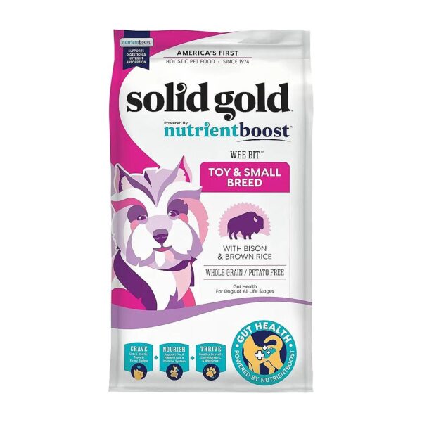 Whole Grain Small Breed Dog Food with Real Bison and Fiber for Sensitive Stomachs