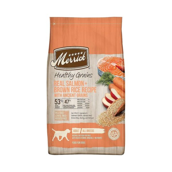 Wholesome Adult Dry Dog Food with Real Salmon and Brown Rice for Digestive Health