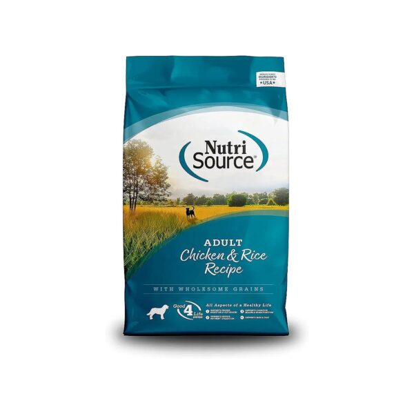 Wholesome Chicken and Rice Dry Dog Food with Grain for Adult Dogs, Seniors, and Puppies