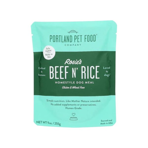 Wholesome Microwavable Meal Pouches with Natural Beef and Rice for Senior Dogs