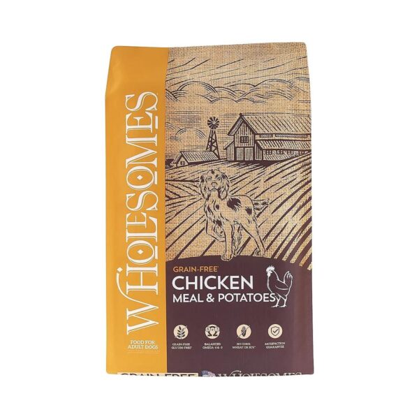 Wholesomes Chicken Meal and Chickpeas Grain Free Dry Dog Food for Excellent Nutrition