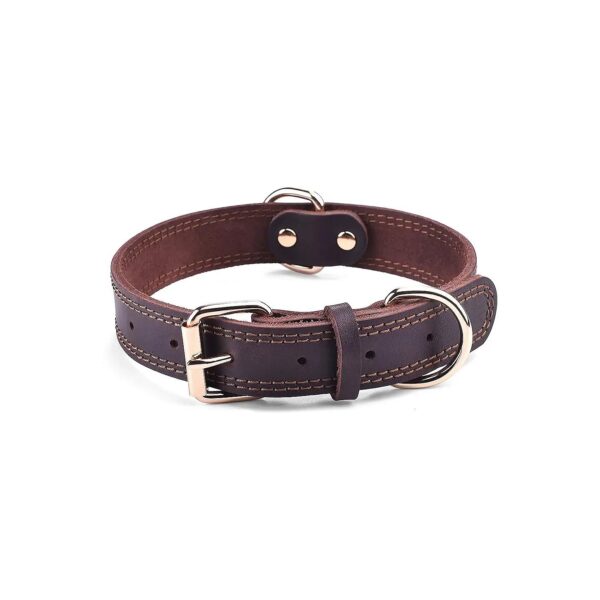 Wide Leather Dog Collar for Small to Extra Large Dogs with Soft and Durable Material